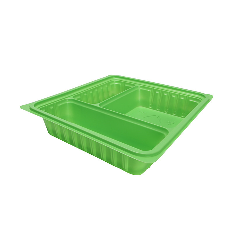 Caja de comida rápida cuadrada y negra con tapa BOPS